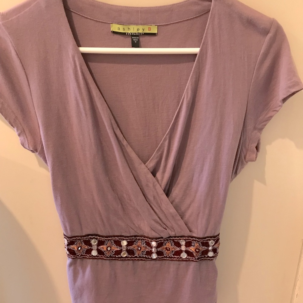 Short sleeve purple dressy top size medium